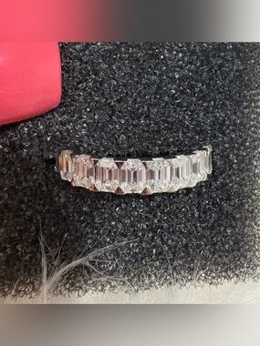 Moissanite And Sterling Silver Eternity Band Size 9
